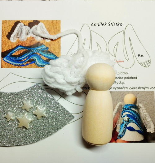 Andílek Štístko stříbrný - sada na výrobu+podvinek
