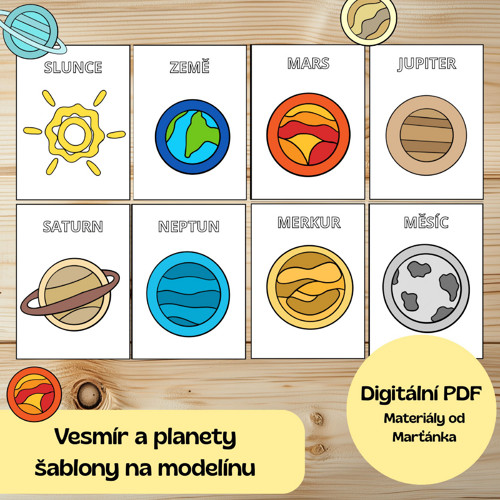 Vesmírné planety - šablony na modelínu (PDF k tisk