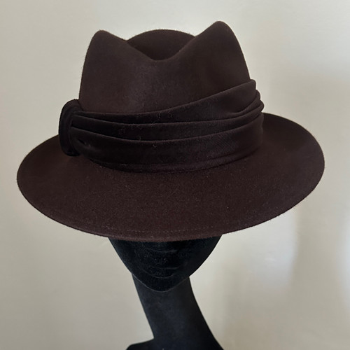 Dámský Plstěný Klobouk Fedora Čokoládově Hnědá