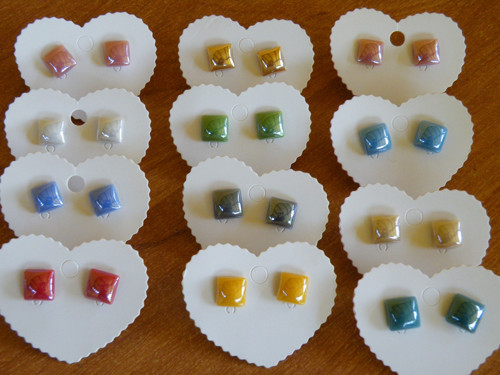 Ocel / porcelánové kabošony 10x10mm / sleva