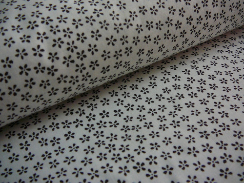 Metráž - drobná černá kytička - šíře 140cm