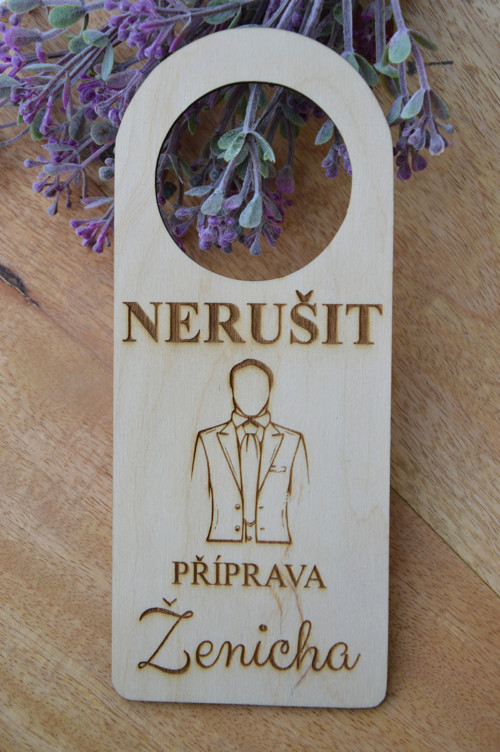 Svatební visačka na dveře - Příprava ženicha