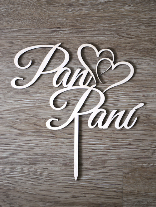 Dřevěný svatební zápich do dortu - Pan a paní