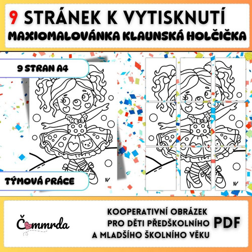 MAXI omalovánka - klaunská holčička (PDF k tisku)
