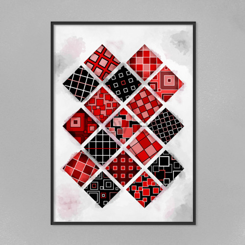 Šachovnice pestrá geometrie(black) - čtverce