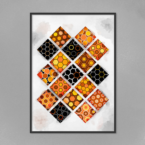 Šachovnice pestrá geometrie(black) - šestiúhelníky