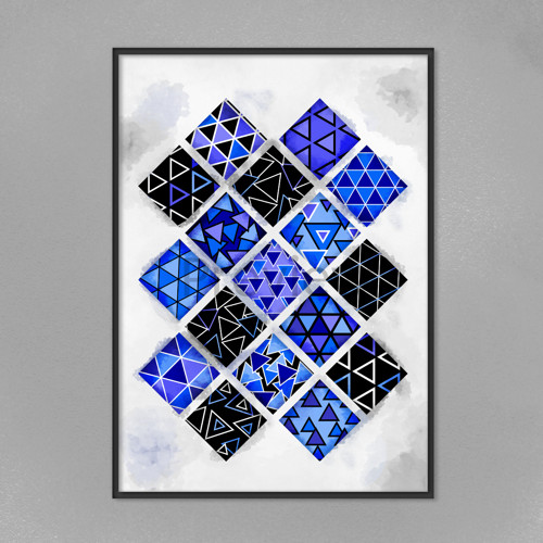 Šachovnice pestrá geometrie(black) - trojúhelníky