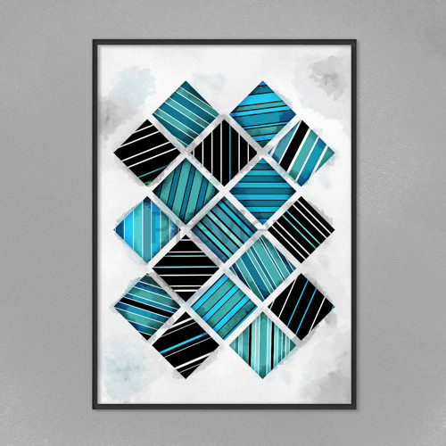 Šachovnice pestrá geometrie(black) - pruhy