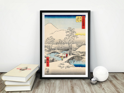 Vintage plakát Hora Fuji v zimě - Hiroshige 1855
