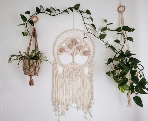 Macrame Strom života - s květinami — foto 1