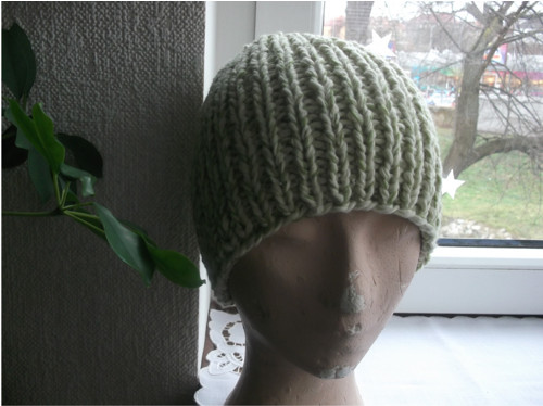 Pánská čepice zelené melíry, velká až 64 cm.