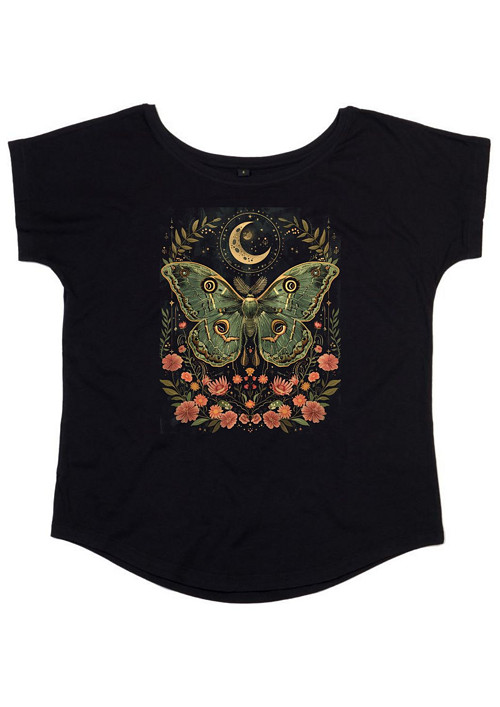 Bio dámské tričko "Mystical Moth & Moon"