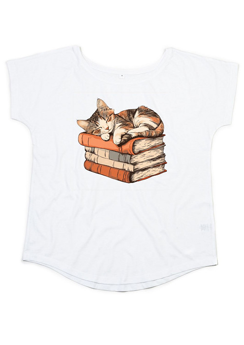 Bio dámské tričko "Cat and Books" — foto 1