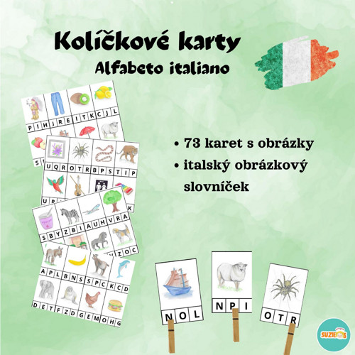 Kolíčkové karty - italská abeceda — foto 1