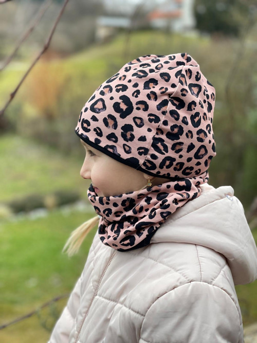 Čepice a nákrčník s úpletem LEOPARD vel.50