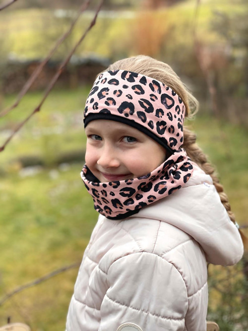 Čelenka a nákrčník s úpletem LEOPARD vel.50