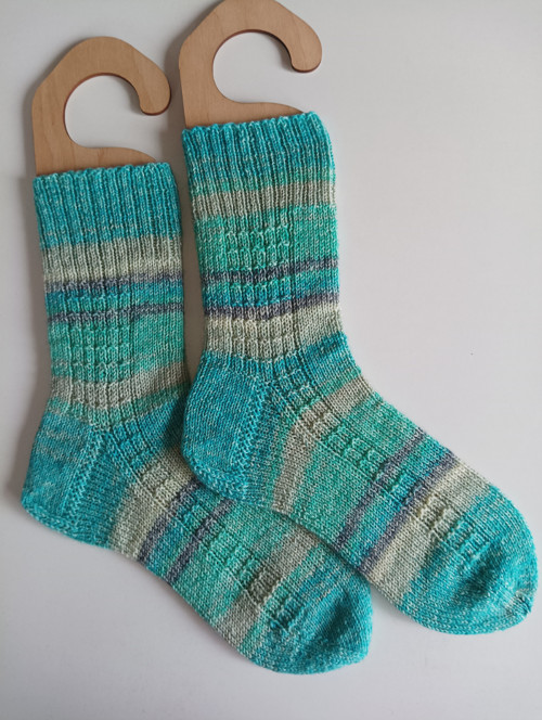 Ručně pletené ponožky-zelinkavý melír- vel.38-40