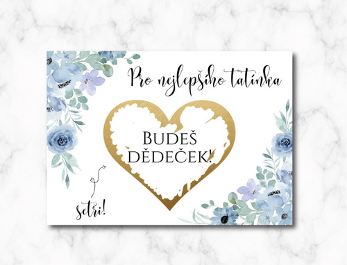 Budeš dědeček! stírací kartička modrá