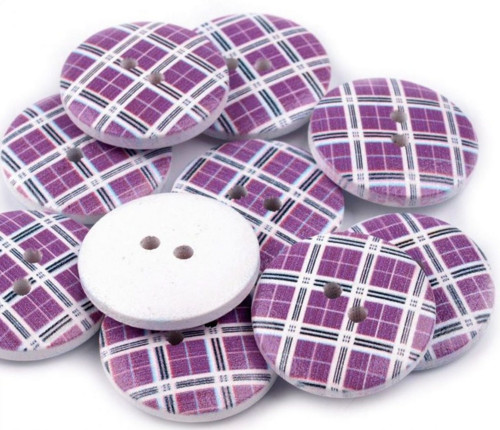 Dřevěný knoflík káro 20 mm (1ks)