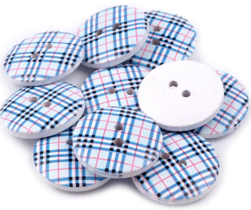 Dřevěný knoflík káro 20 mm (1ks)