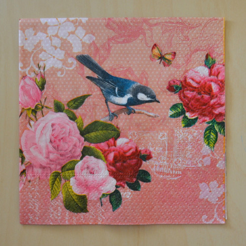 Ubrousek 25 x 25 cm - ptáčci na růžích