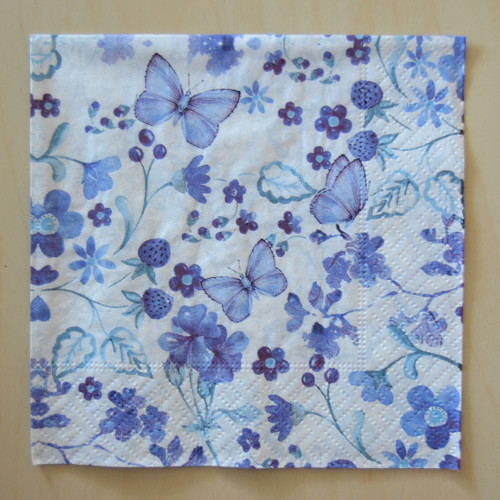 Ubrousek 25 x 25 cm - motýlci v modré