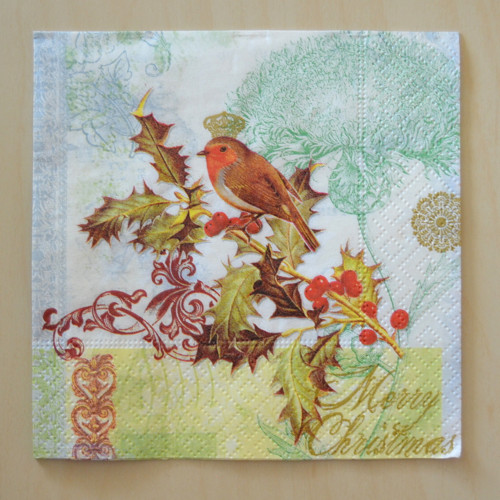 Ubrousek 25 x 25 cm - ptáčci s cesmínou
