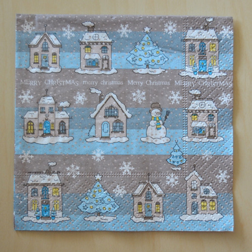 Ubrousek 25 x 25 cm - domečky