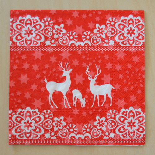 Ubrousek 25 x 25 cm - jelínci na červené