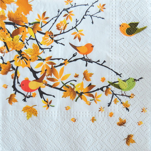 Ubrousek 25 x 25 cm - podzimní ptáčci