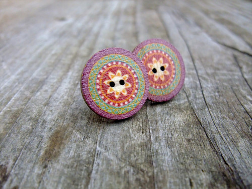 Mandala - knoflíkové náušnice — foto 1