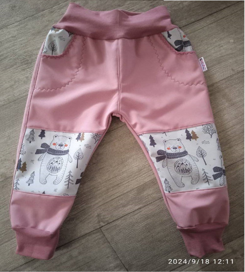 Beránkové softshellové kalhoty - mědvěd - 98