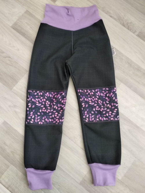Jarní softshellove kalhoty 104 - lístečky akvarel