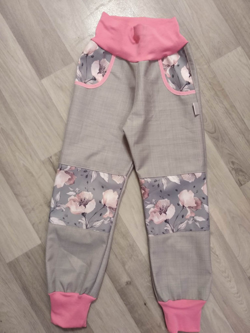 Jarní softshellove kalhoty - divoká růže