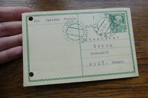 Kelč, Vsetín...stará dopisnice 1914