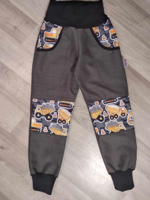 JARNÍ SOFTSHELLOVÉ KALHOTY - 104 zluté pr.stroje