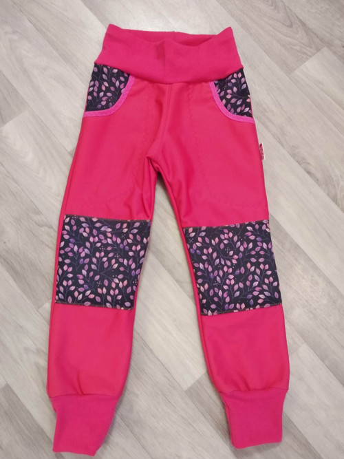 Softshellové kalhoty - 104 akvarelové lístečky