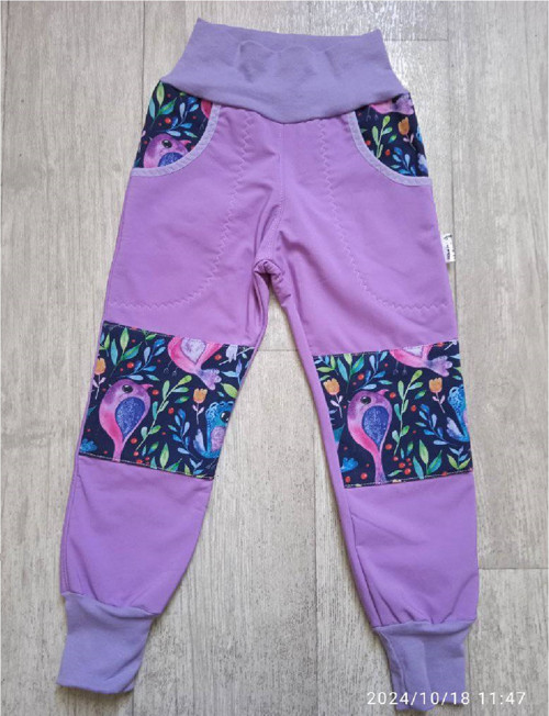 Zimní soft. kalhoty - 104 ptáčci