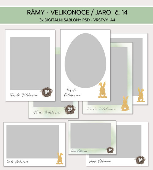 Jaro/Velikonoce rámy č. 14 - digitální šablony PSD