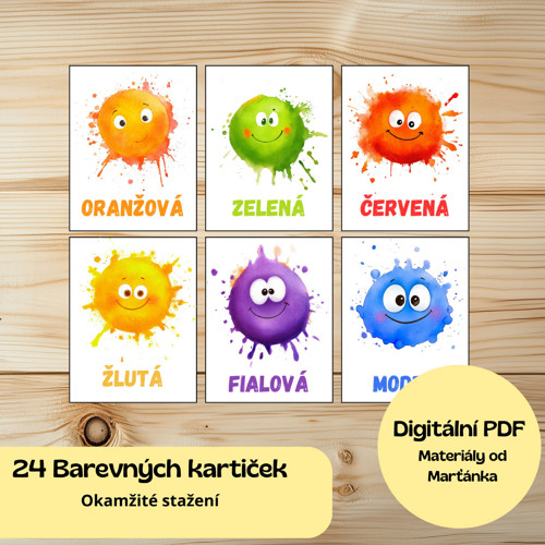 Učíme se barvy - výukové kartičky (PDF k tisku)