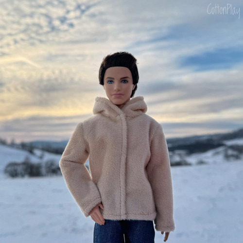 Plyšová mikina pro Kena - béžová s kapucí