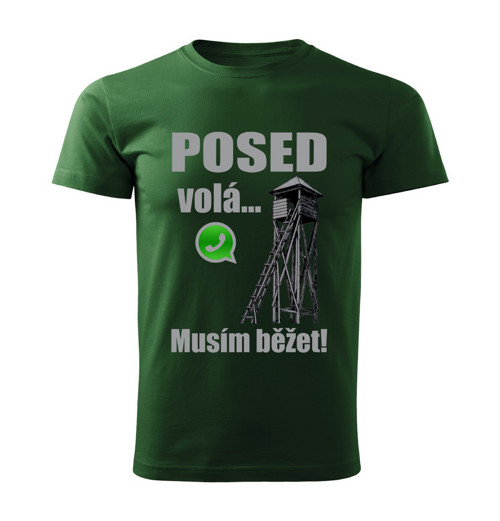Pánské tričko Posed volá musím běžet lah. zelené