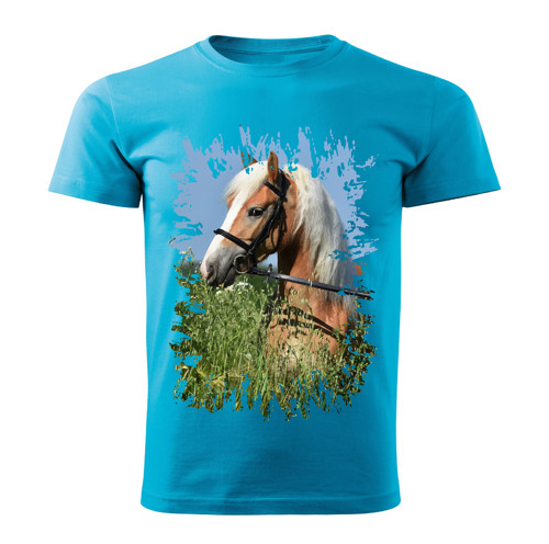 Pánské tričko s koněm , kůň vzor 454 tyrkysové