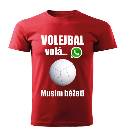 Pánské tričko Volejbal volá musím běžet červené