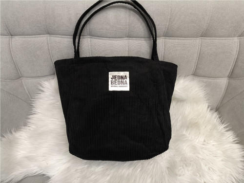 Manšestrová taška-Shopper - černá