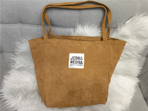 Manšestrová taška-Shopper - Hnědá — foto 1