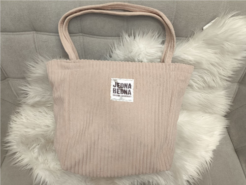 Manšestrová taška-Shopper - světle růžová