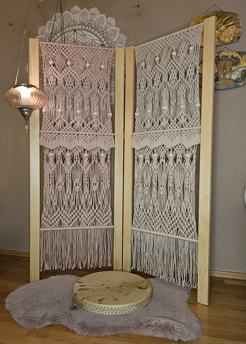 Autorský boho macrame paravan 2 díly