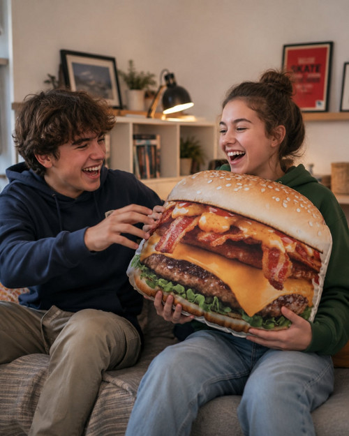 Hamburger velký - 3D polštář — foto 1
