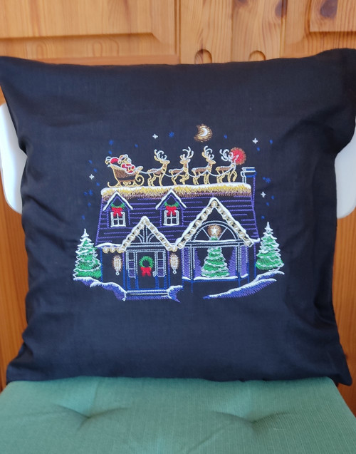 Vyšívaný povlak na polštář 40x40 cm-vánoční motiv